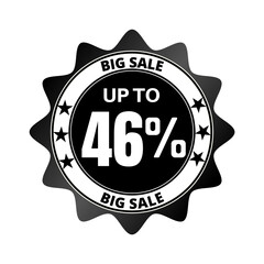 46% big sale discount all styles of sale in stores and online, special offer,(Black Friday) voucher number tag vector illustration. Forty six 