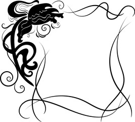 ar nouveau flower frame design element hand draw  flower silhouette 