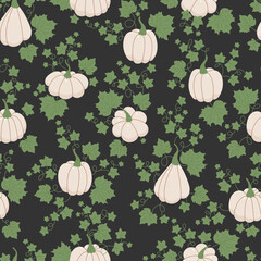 Autumn pumpkin with leaves background