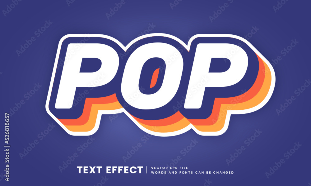 Fototapete editable 3d retro pop text effect. fancy font style suitable for logotype, title and heading.