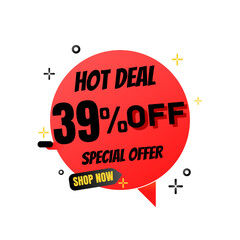 39% percent off(offer), hot deal, red and Black Friday 3D super discount sticker, mega sale. vector illustration, Thirty-nine