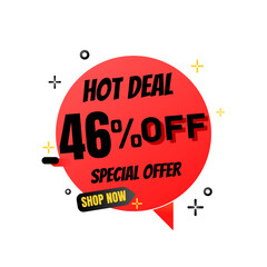 46% percent off(offer), hot deal, red and Black Friday 3D super discount sticker, mega sale. vector illustration, Forty six