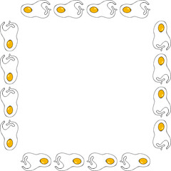 Fototapeta na wymiar Square frame with creative fried egg on white background. Vector image.