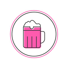 Filled outline Wooden beer mug icon isolated on white background. Vector