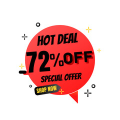 72% percent off(offer), hot deal, red and Black Friday 3D super discount sticker, mega sale. vector illustration, Seventy two 