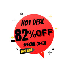 82% percent off(offer), hot deal, red and Black Friday 3D super discount sticker, mega sale. vector illustration, Eighty two