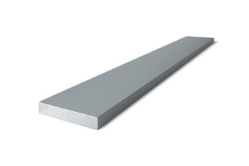 Steel Flat Bar isolated on white background - 3D illustration