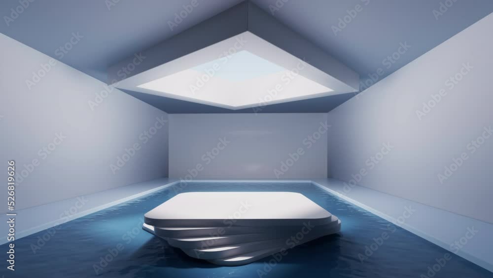 Aufkleber the room with empty stage inside, 3d rendering.