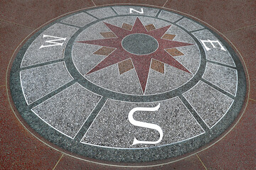 decorative compass on the cement ground