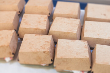 Cardboard food boxes for fast food with french fries and burgers, take out food carton ecological packaging to go, delivery containers with catering dinner meals