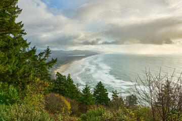 View of the ocean from the mountain on the Oregon coast.