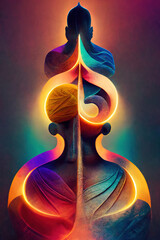 Sound healing therapy and meditation ,uses aspects of music to improve health and well being. Find out which sound therapy instruments can help your meditation and relaxation  generative ai - obrazy, fototapety, plakaty