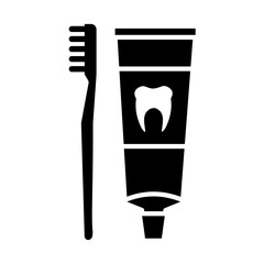 Szczoteczka i  pasta  do zębów - ikona wektorowa - obrazy, fototapety, plakaty