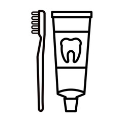 Szczoteczka i pasta do zębów - ikona wektorowa - obrazy, fototapety, plakaty