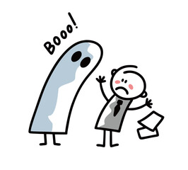 Hand drawn illustration for halloween in office.