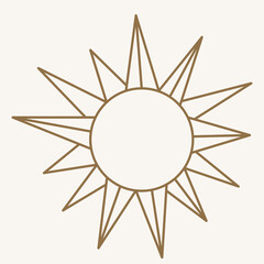 Sun logo design in simple modern line style. Boho element vector