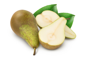 Green conference pear isolated on white background with full depth of field