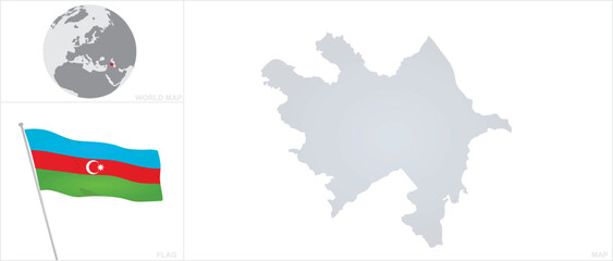Obraz premium Azerbaijan map and flag. vector