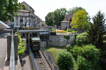 Details of the town of Thonon les Bains in France in the French Alps