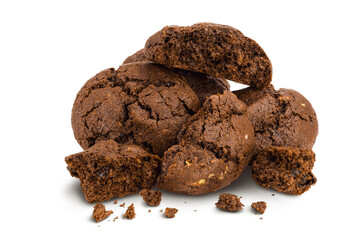 chocolate cookies isolated on white background with full depth of field