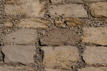 Doornik stone on the slope of a Dutch seawall