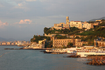 Sunset over small italian town
