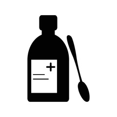 Liquid medicine spoon syrup icon | Black Vector illustration |