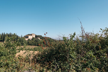Beautiful view of Tuscany landscape and landmarks. Summer in Italy