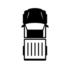 Top view of pickup car glyph icon isolated on white © motorama