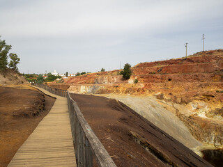Walking path along the mining fields for visitors to Mina de São Domingos