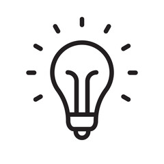 Light bulb icon. Electric lamp linear pictogram. Symbol of idea and creativity. Editable lines.