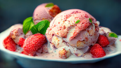 Appetizing c ice cream balls and vanilla