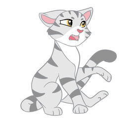 The American Shorthair cat that acts as a moody and upset emotion. Doodle and cartoon art.