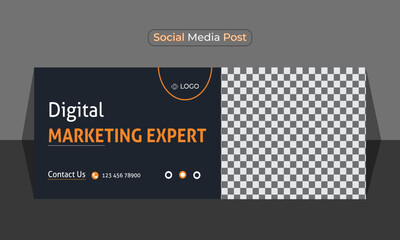 Digital marketing expert and social media face book cover post design template