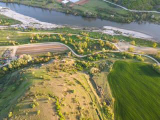 Aerial view of Struma river, Bulgaria