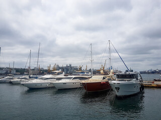 Fototapeta premium View of sailing yachts in the port