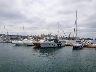 Fototapeta premium View of sailing yachts in the port