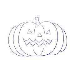Halloween pumpkin. Vector illustration. Thin line art icon on white background. Cartoon style