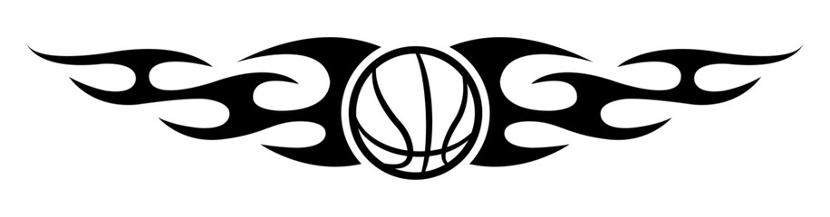 Basketball tattoo vector graphic car decal basket ball and tribal fire flame tattoo vehicle sticker