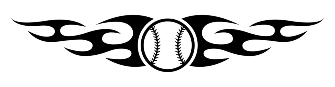 Baseball tattoo vector graphic car decal base ball and tribal fire flame tattoo vehicle sticker