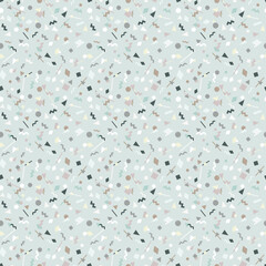 Seamless pattern with various geometric shapes in 90s style