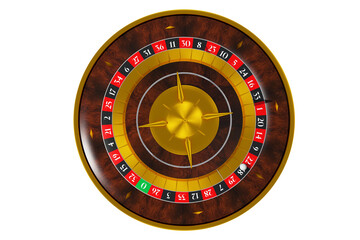 3D Isolated Stylish Classic Roulette Wheel. Casino Gambling Equipment.