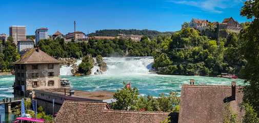 Panorama from the vantage point at the Rheinfall Schaffhausen