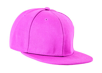 Closeup of the fashion pink color cap isolated on white background.