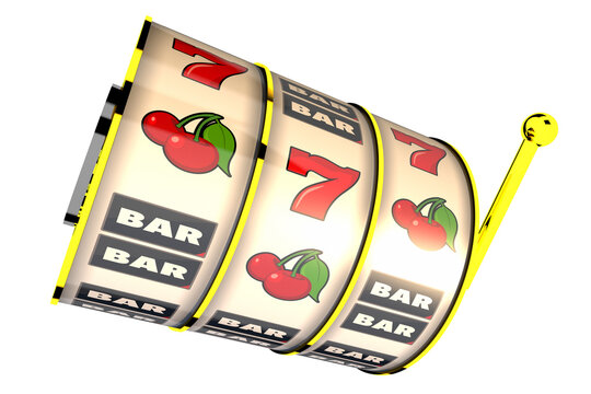 Online Casino Gambling Element. Slot Fruit Machine Drum 3D Illustration