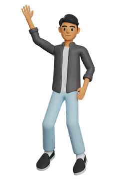 3D Man posing waving