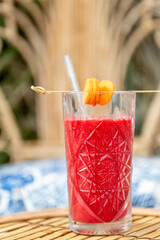 colorful and fresh strawberry smoothie