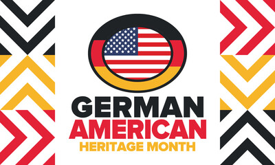 German-American Heritage Month. Happy holiday celebrate annual in October. Germany and United States flag. Culture month. Patriotic design. Poster, card, banner, template. Vector illustration