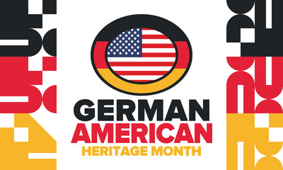 German-American Heritage Month. Happy holiday celebrate annual in October. Germany and United States flag. Culture month. Patriotic design. Poster, card, banner, template. Vector illustration