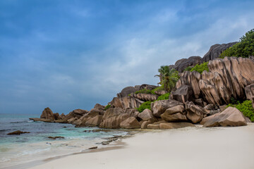 Beautiful nature of the sea tropical landscape. Exotic tropical nature of the Seychelles, a white...